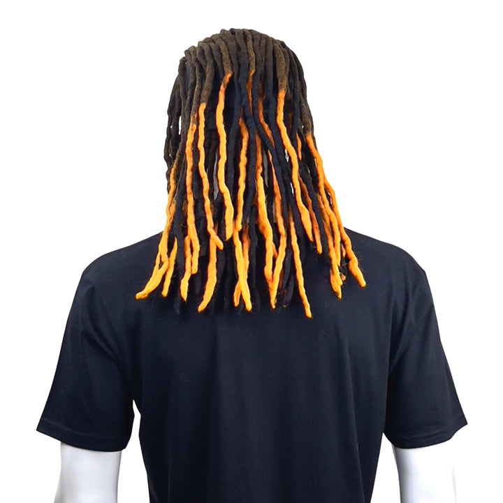 Black and Orange Dreadlocks Headband Hat
