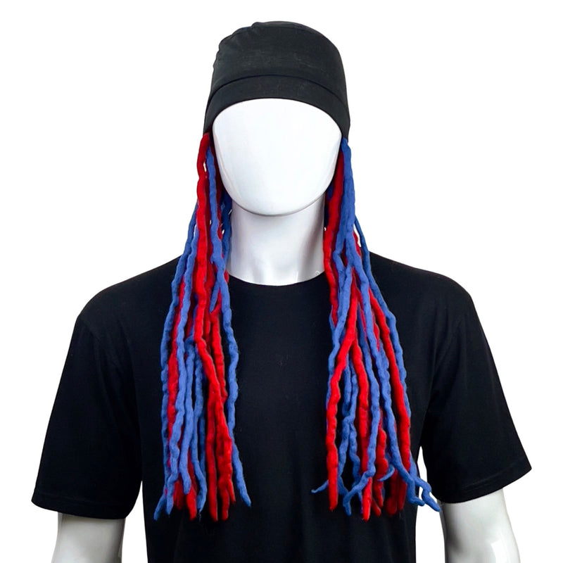 Red and Blue dreadlocks hat