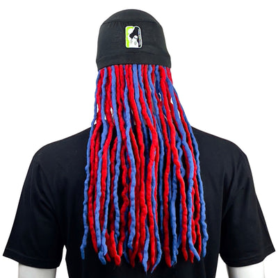 red and blue team dreadlocks hat